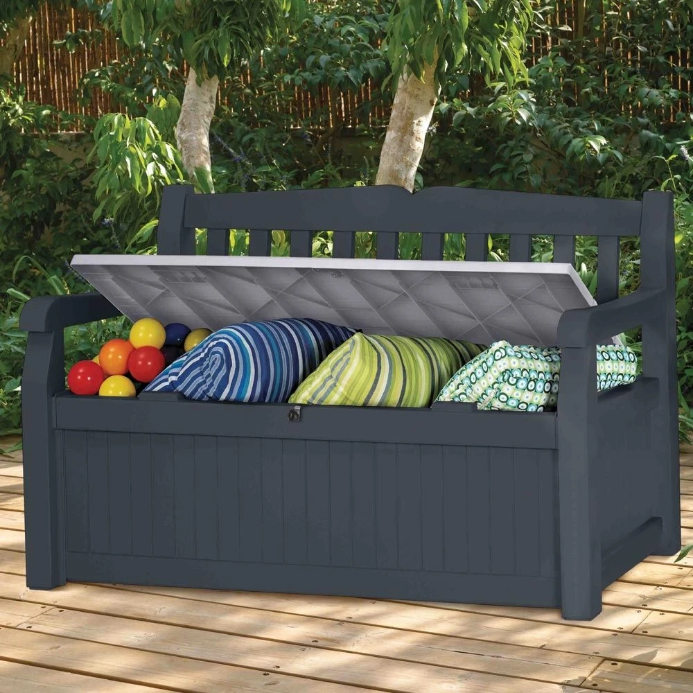 Coffre - Banc De Jardin Résine Bogota 265L Gris Anthracite 2 Coffre - Banc De Jardin Résine Bogota 265L Gris Anthracite – Image 2